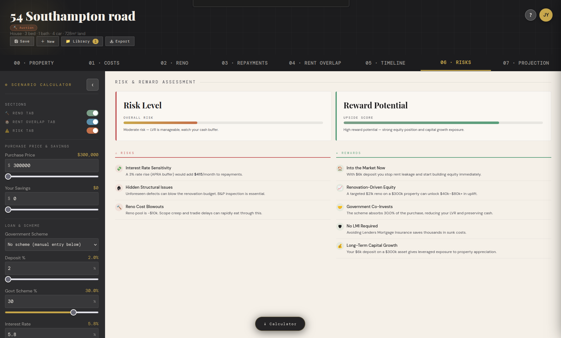 EquitySight desktop — risks tab